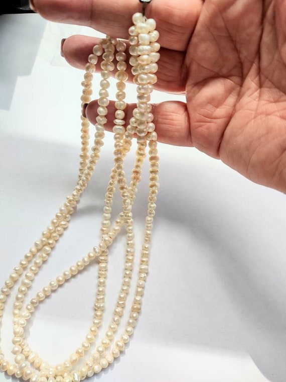 50" Long 3-Strand Natural Green Jade & Freshwater Pearl Necklace – 4mm Beads