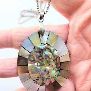 Abalone Necklace /Shell Necklace/ Abalone Jewelry/ Abalone Pendant/ Shell Items/ Beach Items / Sterling Necklace/ Sterling Jewelry