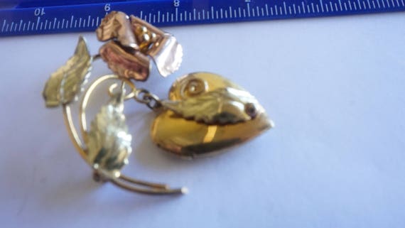 Vintage Gold Locket Brooch / Pin / Locket Jewelry… - image 7