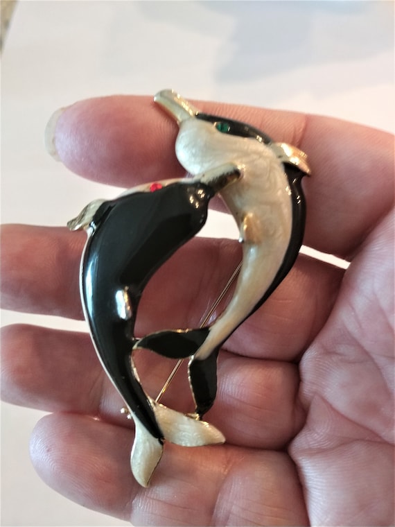 Dolphin Brooch / Pin / Dolphin Jewelry / Nautical… - image 1