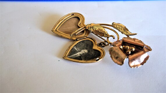 Vintage Gold Locket Brooch / Pin / Locket Jewelry… - image 8