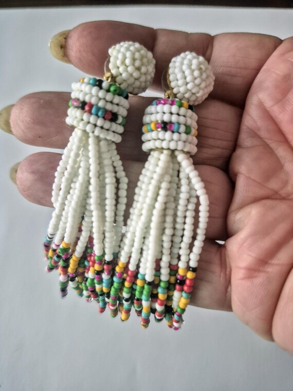 Beaded Earrings/ Seeded Earrings/ Africa Style Earrings/ Africa Items / Long Earrings/ Beaded Jewelry/ Seeded Jewelry