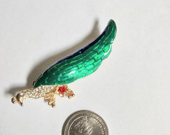 Peacock Brooch / Pin / Peacock Jewelry / Green Brooch / Pin / Bird Brooch / Pin / Peacock Items / Bird Items / Rhinestone Brooch / pin /