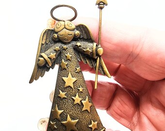 JJ Engel Brosche / Pin / JJ jewelry / Engel Schmuck / Schutzengel Brosche / Pin / Gold Engel Brosche / Pin / JJ Gold Engel Brosche / Pin