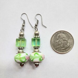 Crystal Earrings / Porcelain Earrings/ Ceramic Earrings / Rose Earrings / Rose Items / Green Jewelry / Floral Earrings / Rose Items