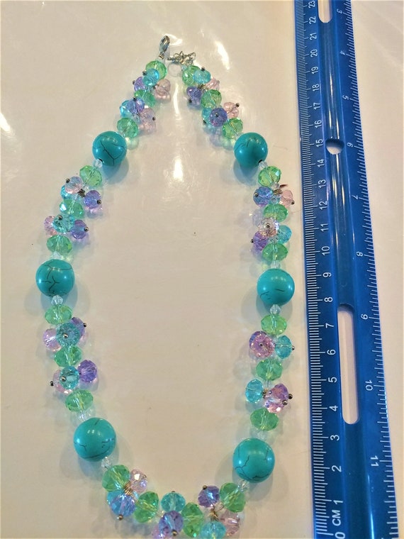 Crystal Necklace / Blue Crystal Necklace / Pink C… - image 2