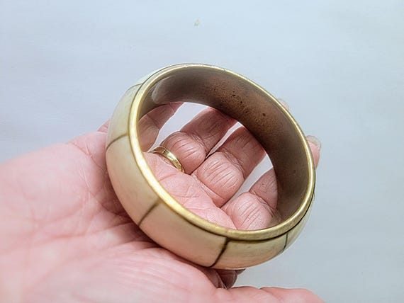 Bone Statement Bracelet: Brass Inlay Bangle - image 4