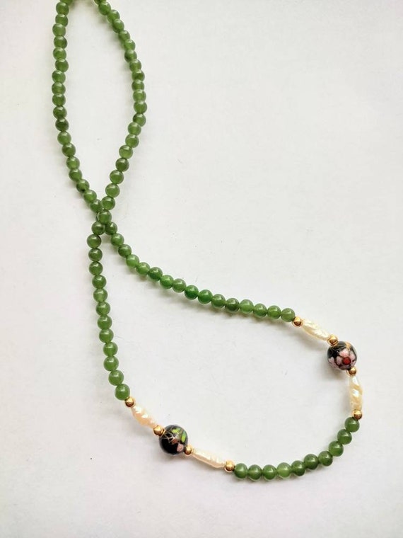 Green Jade Necklace / 14kt Jade Necklace / Jade Jewelry / Etsy