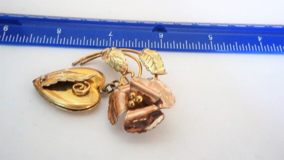 Vintage Gold Locket Brooch / Pin / Locket Jewelry… - image 4