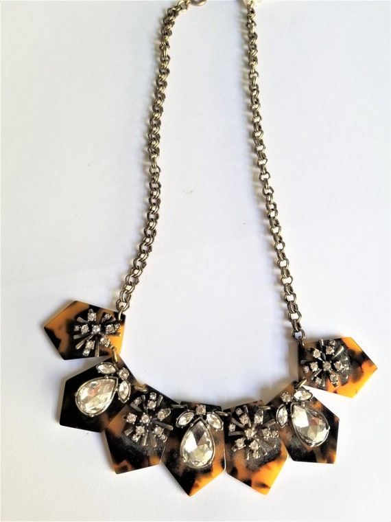 Tortoise Necklace / Tortoise Jewelry / Rhinestone 