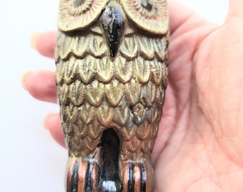 Vintage Brass Owls / Solid Brass / Brass Statues /  / Brass Birds / Brass Animals / Vintage Birds / Brass Paper Weight//Discounted Shippingg