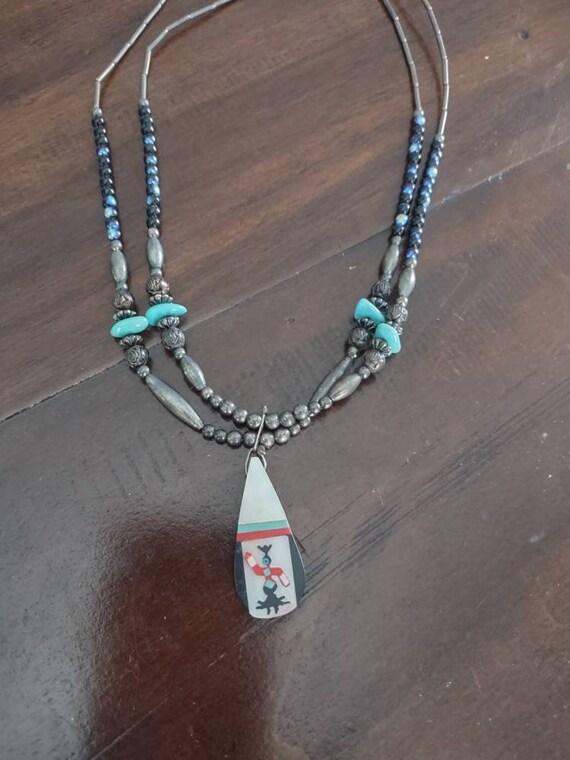 Liquid Silver Necklace/ Indian Necklace / Turquoi… - image 2