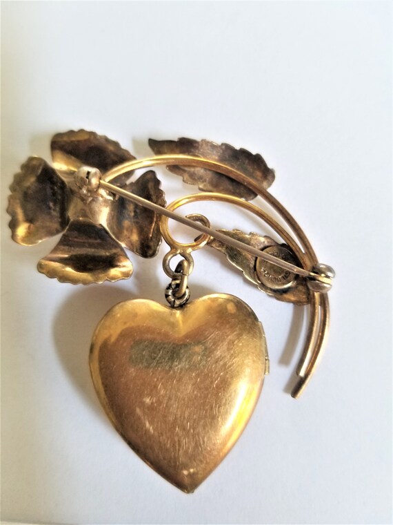 Vintage Gold Locket Brooch / Pin / Locket Jewelry… - image 9
