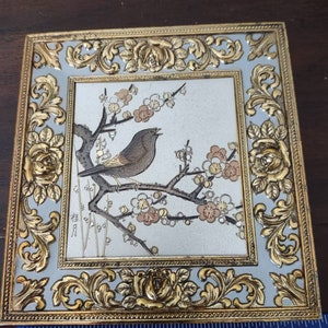 Music Box / Floral Frame /Plays "Feelings" Box/ Music Box Frame_ Silver Frame / Gold Frame/ Floral Items/ Bird Items / Bird Decor