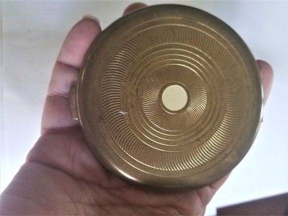 Round Gold Compact / Coty Compact / Powder Compact / Coty Items /Art Deco Compact / Gold Compact / Cosmetic Compact