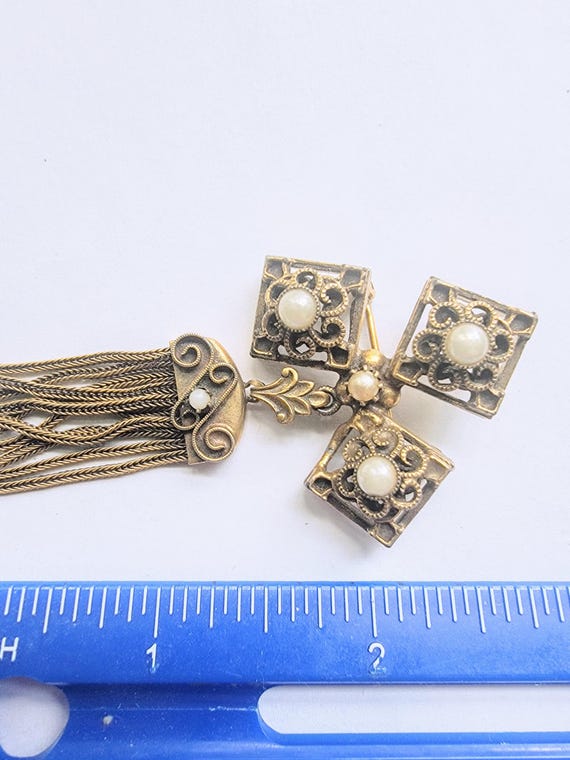 Antique Brooch/ Pin / Dangle Brooch /Pin / Seed Pearl Brooch / Pin / Pearl Brooch / Pin / Antique Jewelry / Unique Brooch / Pin View 2