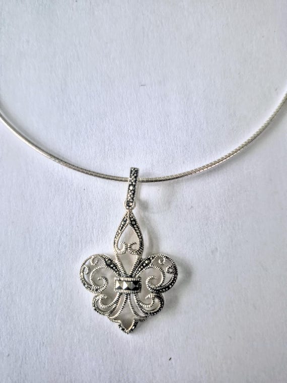 Fleur De Lis Choker / Marcasite Necklace / Marcasite Jewelry / Silver Fleur De Lis / Fleur De Lis Items/ Silver Choker / Fleur De Lis