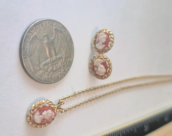 Cameo Jewelry Set/ Cameo Ring / Cameo Necklace/ Cameo Earrings/ Cameo/ Gold Cameo Ring / Gold Cameo Earrings/ Gold Cameo Necklace