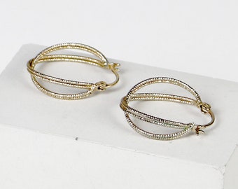 Vintage hoop earrings brass 80s