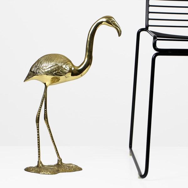 Vintage brass sculpture flamingo Mid Century design