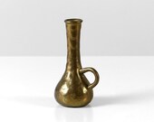 Vintage solid brass vase, 60s Brutalist decor