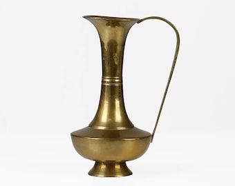 Vintage brass vase with handle 60s Mid Century modern