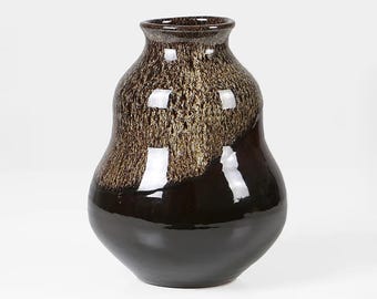 1970s WGP Ceramic Vase: Brown Glazed West German Pottery