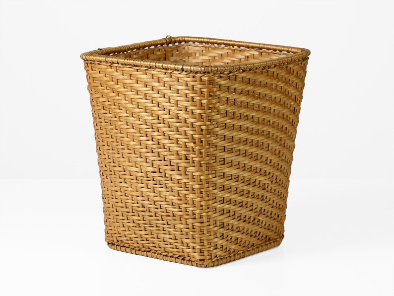 Vintage Rattan Wastepaper Bin 60s Mid Century Etsy