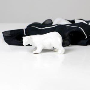 Vintage Porcelain Polar Bear Figurine: Mid-Century Wildlife Sculpture