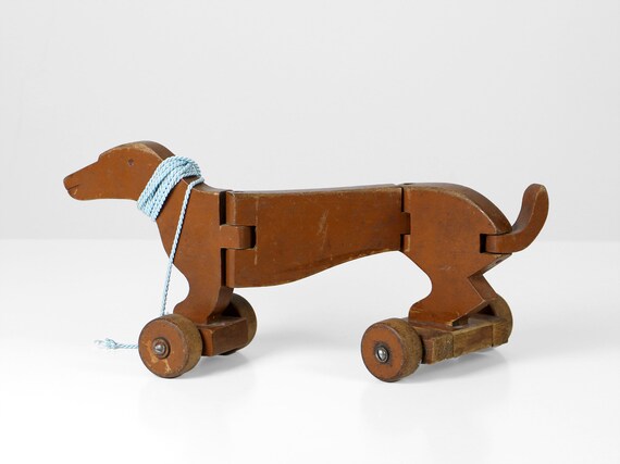 wooden dachshund pull toy