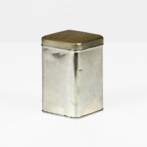 Vintage silver metal tea canister England antique home decor