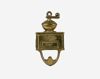 Vintage brass wall hook coffee grinder 60s design Mid Century modern