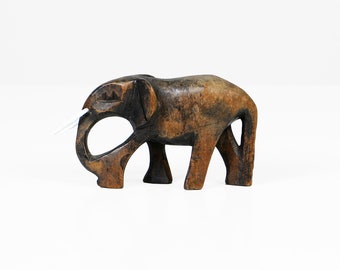 Vintage wood elephant figurine 70s