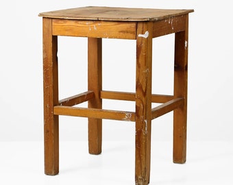 Vintage solid wood stool with authentic details