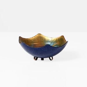 Vintage 60s Enamel Copper Dish: Mid Century Decor