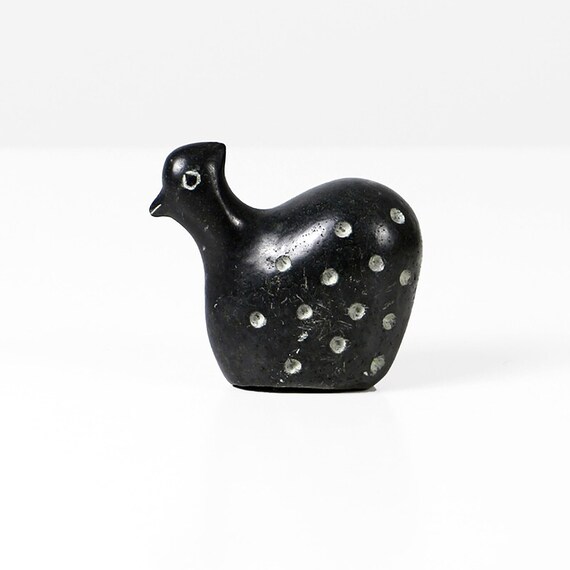 Vintage soap stone figurine black chicken 70s