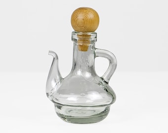 Vintage Glasoljekruka 1970-talet – Glasflaska med träpropp
