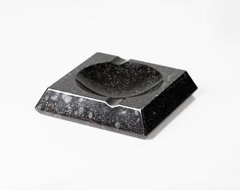 Vintage Italian Marble Ashtray 1970s – Black Stone Mid Century Design Catchall