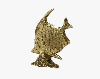 Vintage brass sculpture fish 60s Mid Century design
