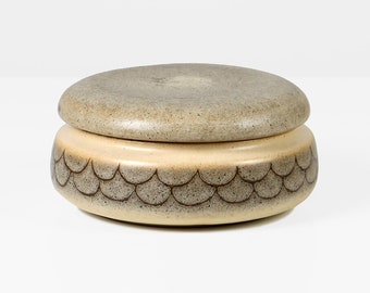 Vintage ceramic box with lid 70s boho home decor