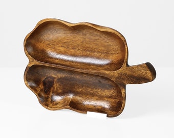 Cuenco vintage de madera de teca – Diseño escandinavo de los años 60 – Plato de teca de mediados de siglo – Decoración moderna orgánica