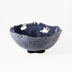 Bol de cerámica danesa vintage hecho a mano – Centro de mesa de cerámica en relieve de los años 70 – Decoración de estudio poco común