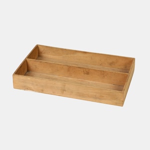 Vintage Wooden Cutlery Tray – Rustic Divided Box with Patina – Farmhouse Organizer – Old Kitchen Storage – Two-Compartment Insert