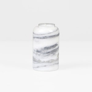 Vintage Marble Tealight Holder – 1970s White Grey Decor – Boho Table Candle Stand – Heavy Stone Candleholder