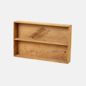 Vintage Wooden Cutlery Tray – Rustic Kitchen Organizer with Two Compartments – Patina and Wear – Primitive Farmhouse Decor