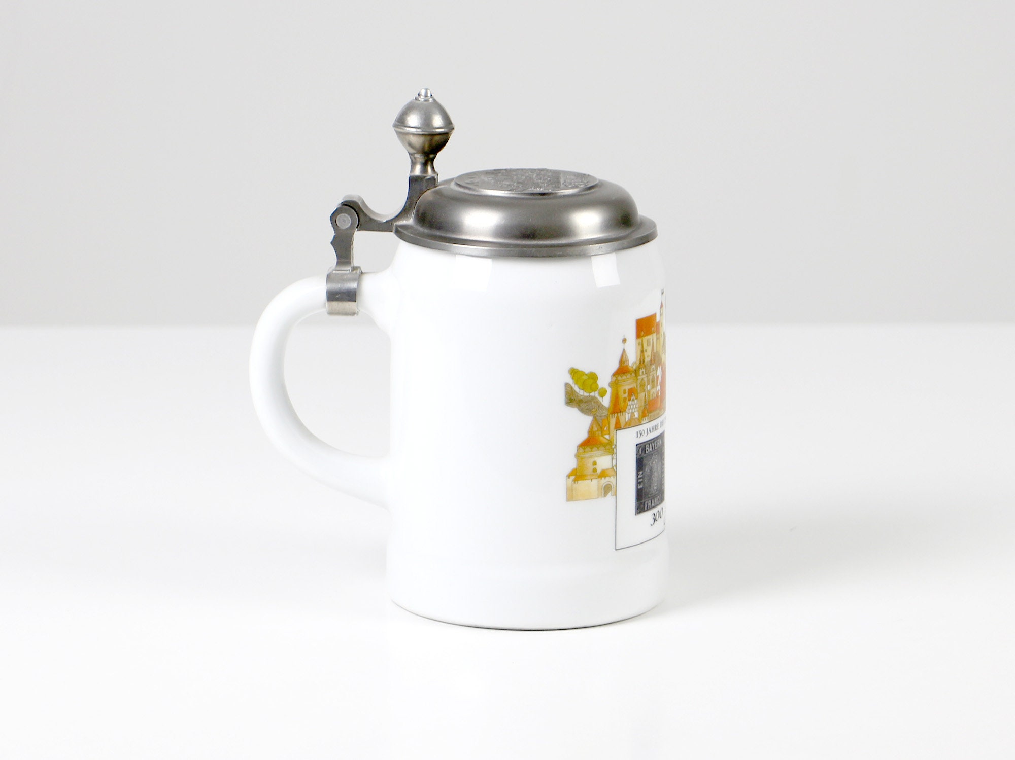 Vintage porcelain beer stein German postage stamps Etsy