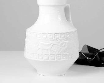 Vintage WGP Table Lamp 1970s – West Germany Ceramic Lamp Base with Horse Relief