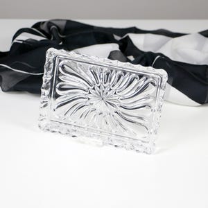 Vintage Lead Crystal Glass Bowl 1970s – Cut Glass Decor – Rectangular Form – Collectible Glassware