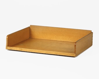 Vassoio portaoggetti vintage in legno anni '60 – Organizer da scrivania in stile Mid-Century Modern