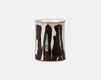 Taza de cerámica vintage de estudio – Taza de cerámica hecha a mano de la década de 1970 – Esmalte marrón pintado a mano – Pieza artesanal única